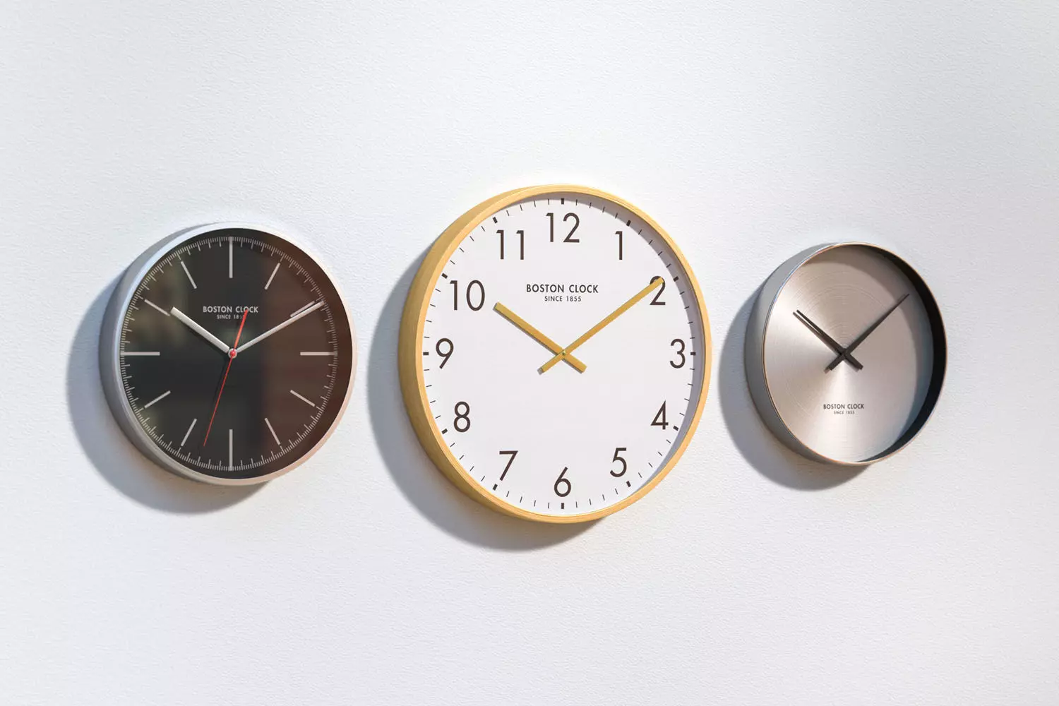 Set of three wall clocks 3D model_0