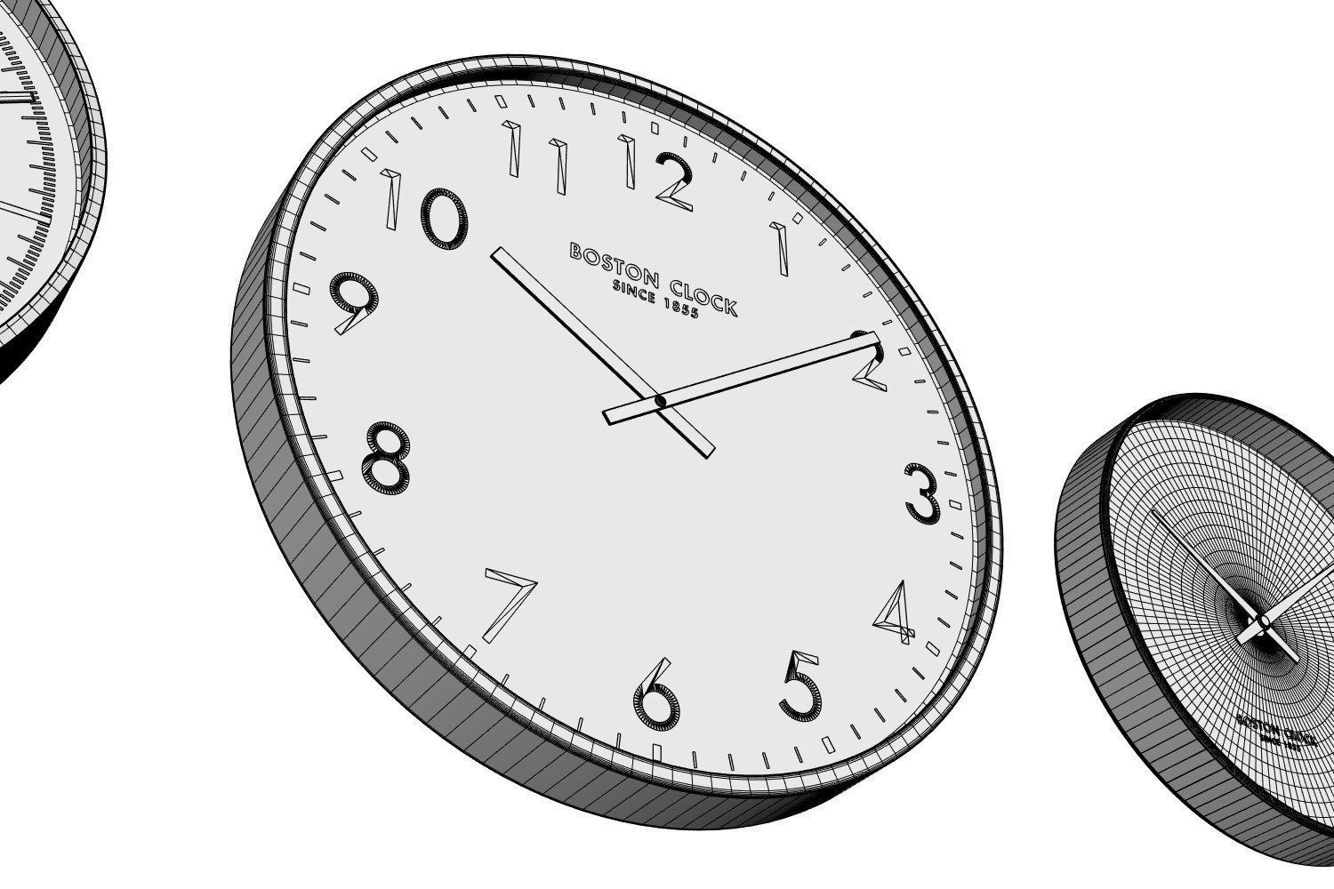Set of three wall clocks 3D model_6