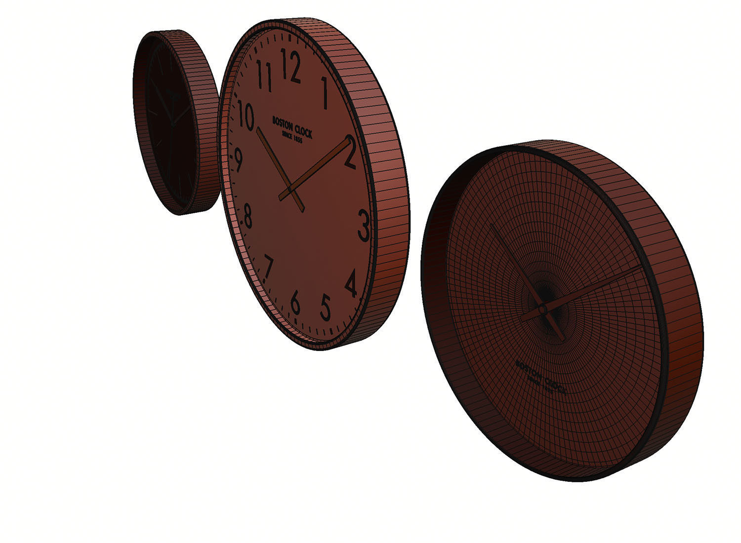 Set of three wall clocks 3D model_14