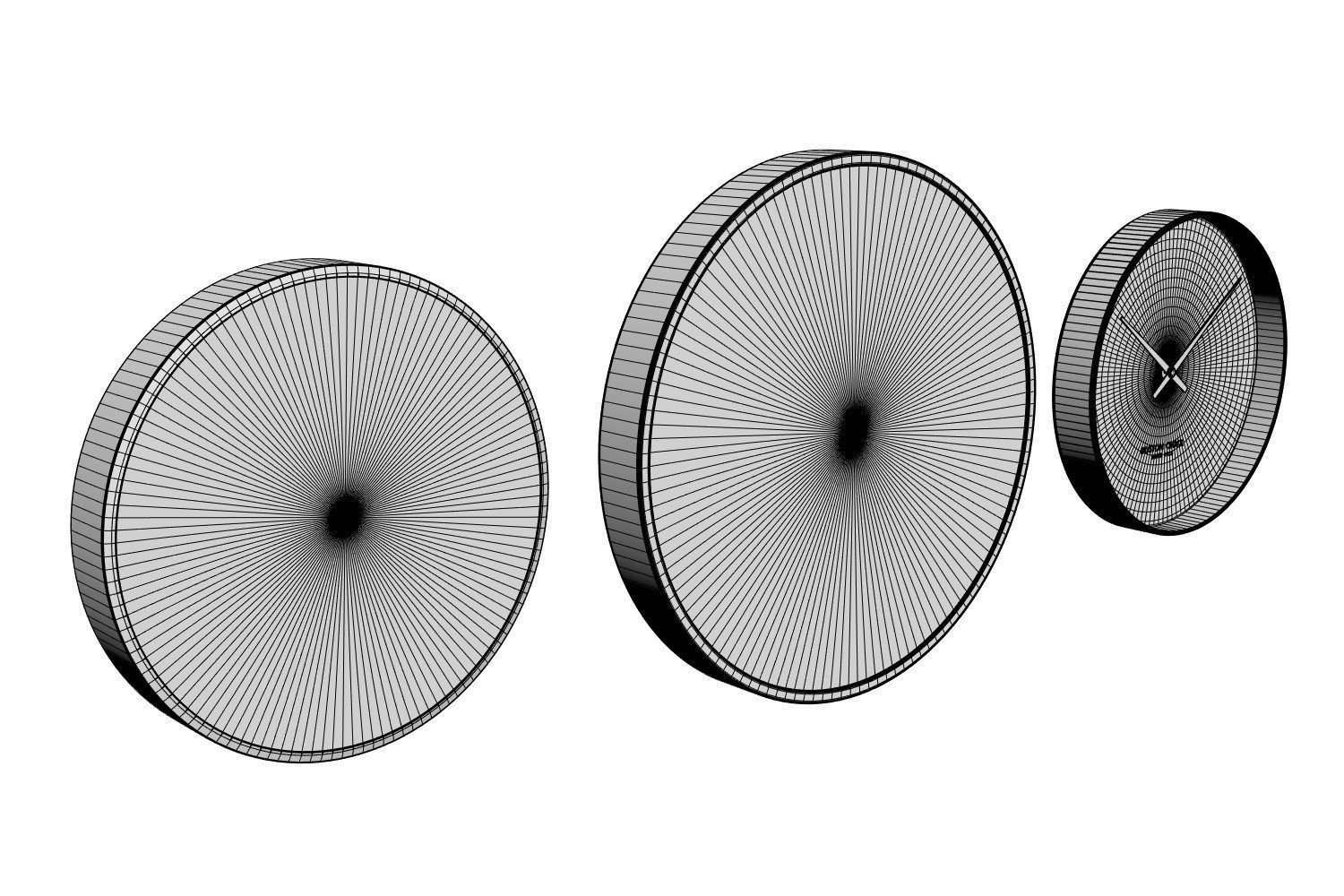 Set of three wall clocks 3D model_8