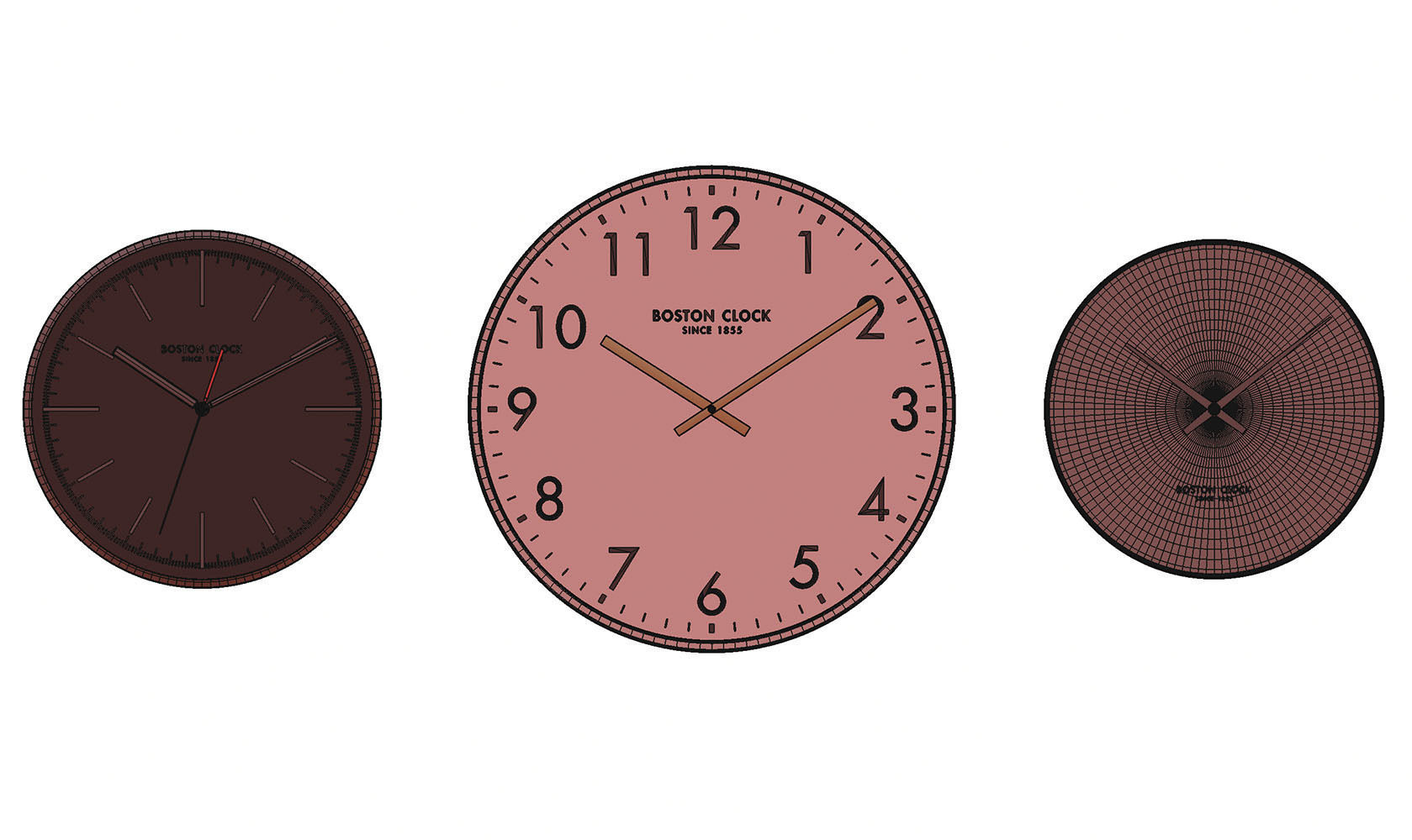 Set of three wall clocks 3D model_13