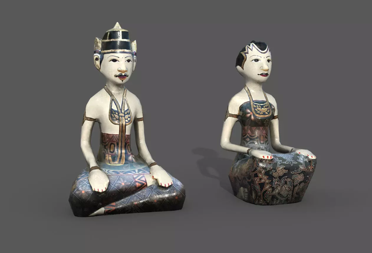 Wooden Statue Low-poly 3D model