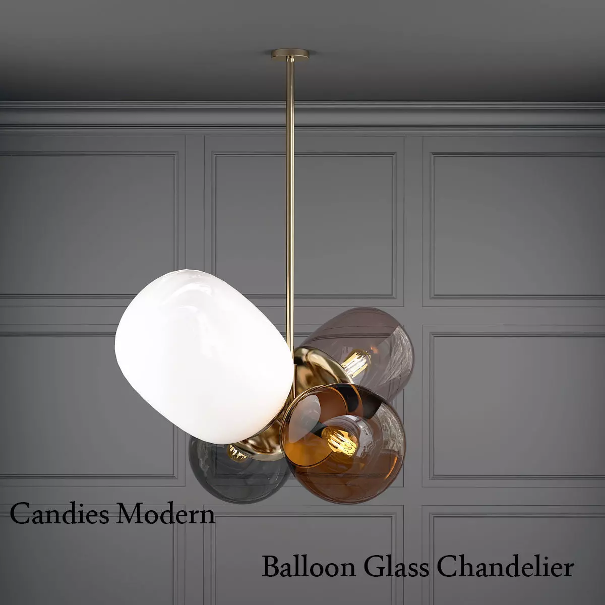 Candies Modern Balloon Glass Chandelier 3D model