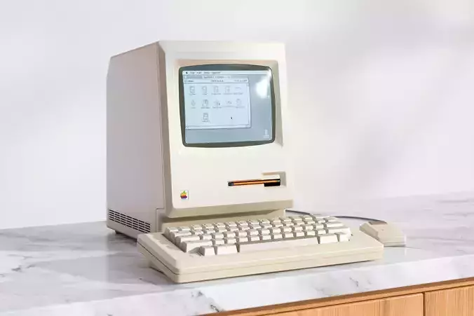 An old white computer 3D model