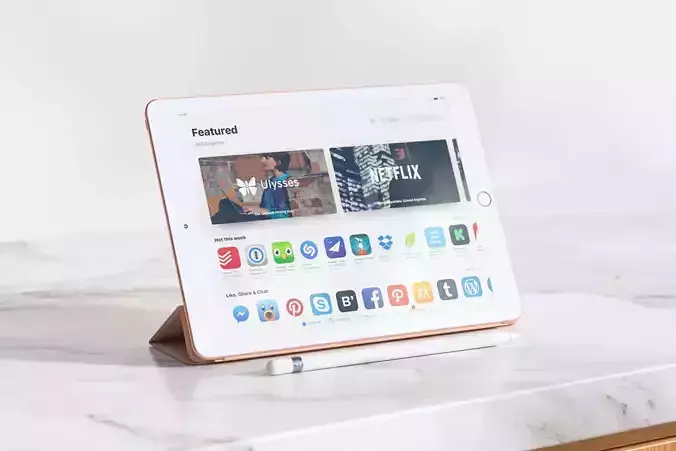 Pad with pen in standing case