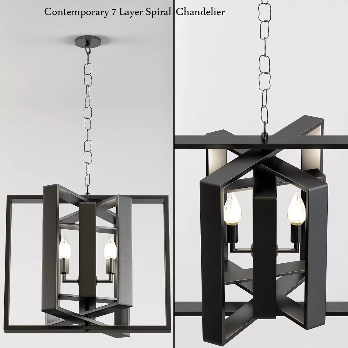 Contemporary 7 Layer Spiral Driftwood Chandelier 3D model