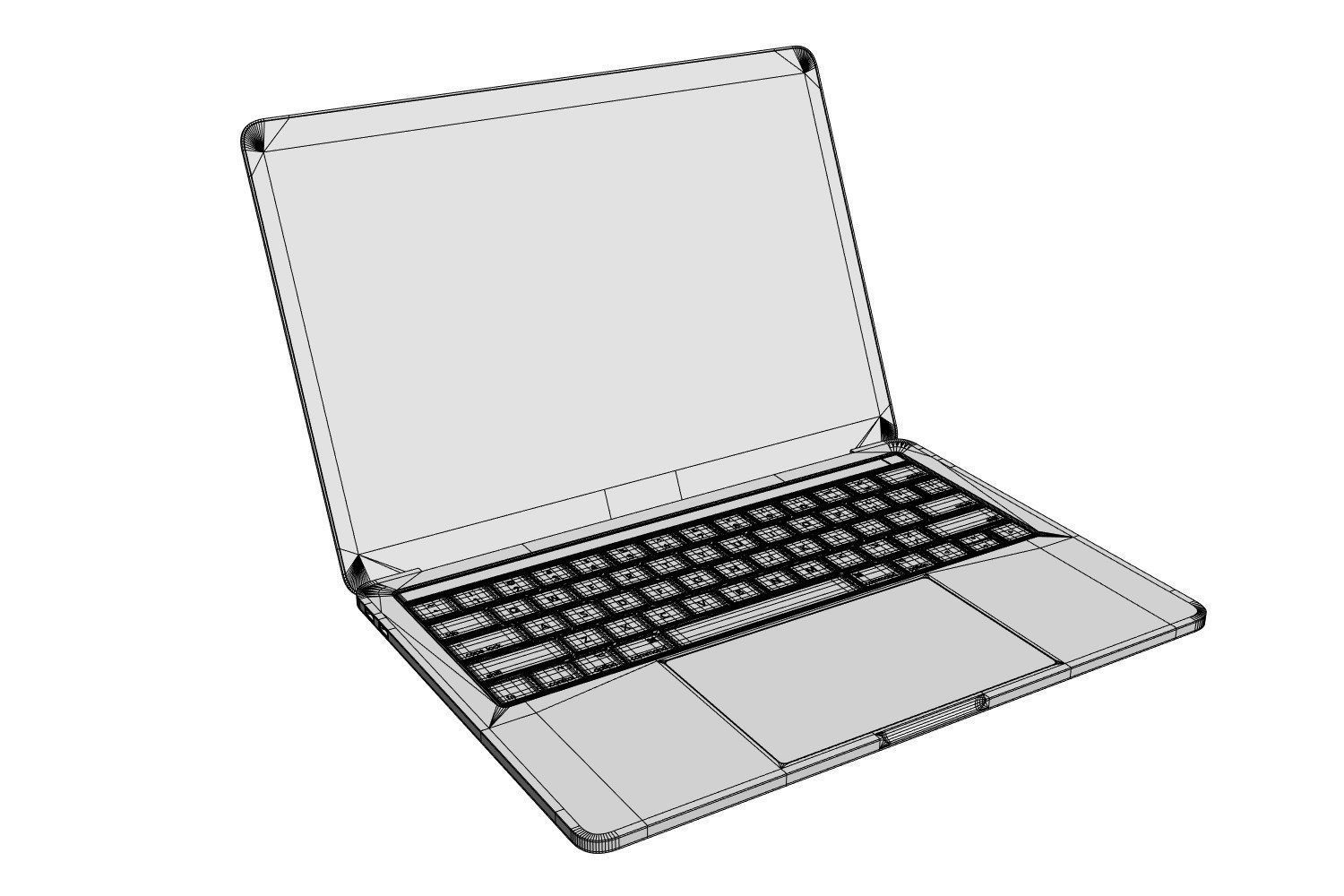 Silver laptop 3D model_4
