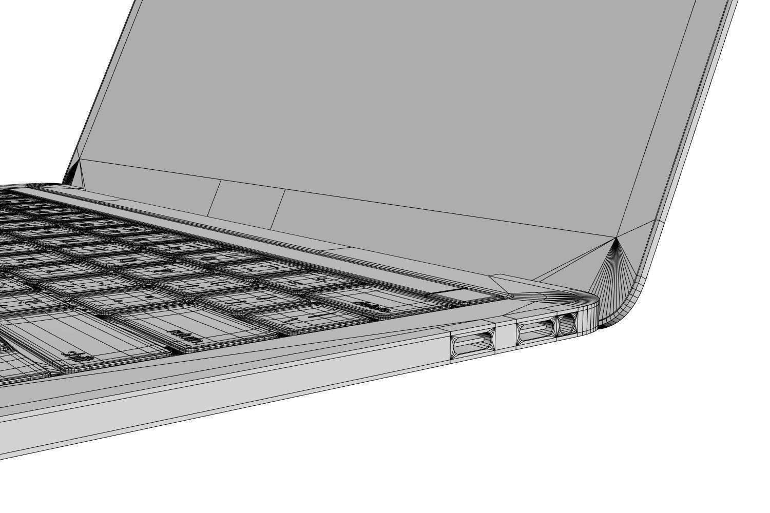 Silver laptop 3D model_8