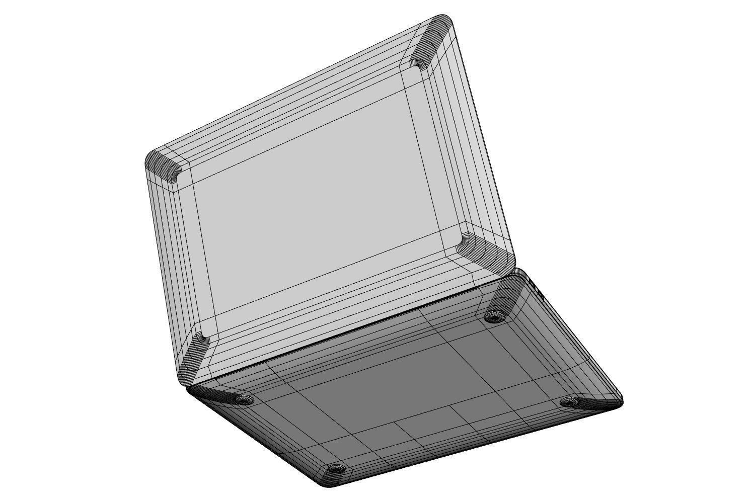 Silver laptop 3D model_5