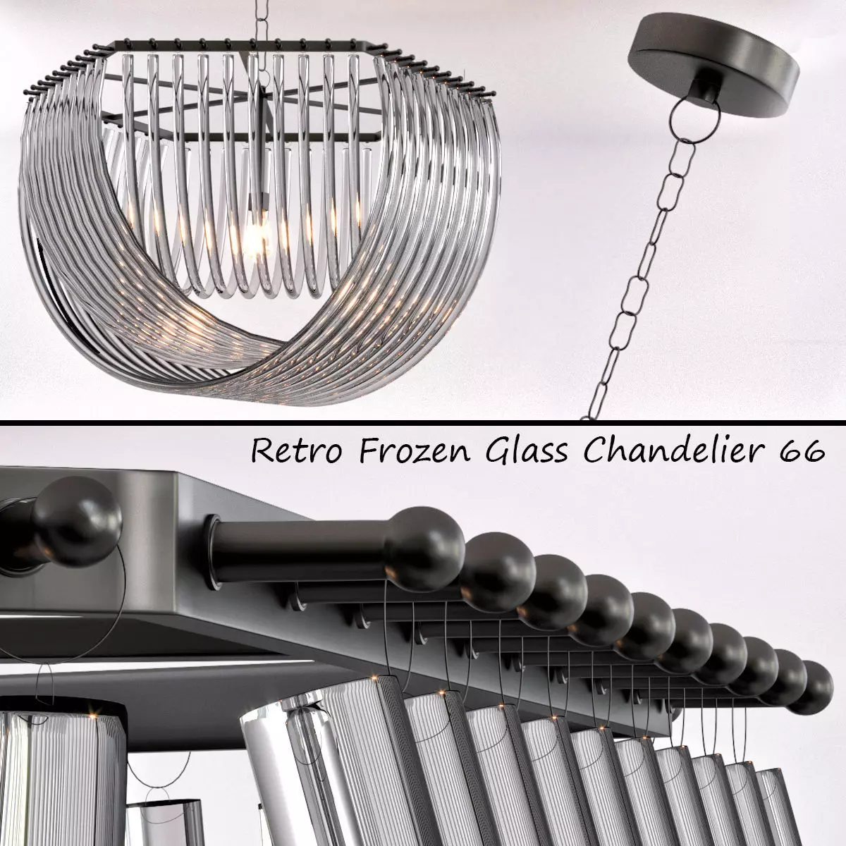 Retro Frozen Glass Chandelier 66 3D model