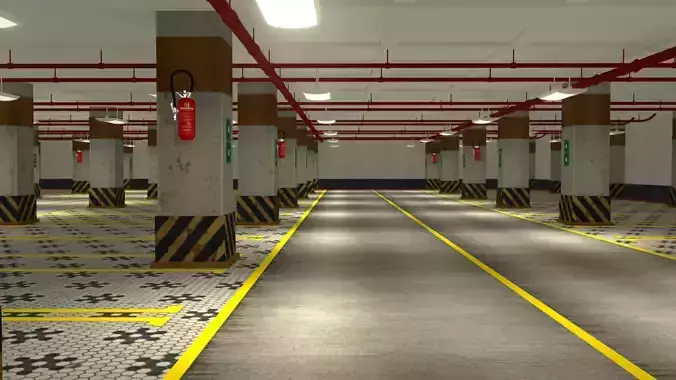 Parking interior of garage 3D model