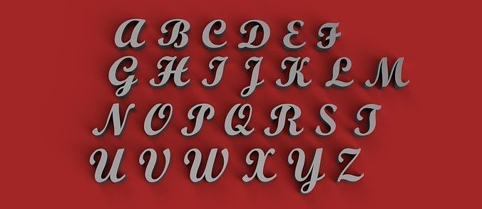 SCRIPTBOLD uppercase and lowercase 3D Letters STL FILE 3D print model