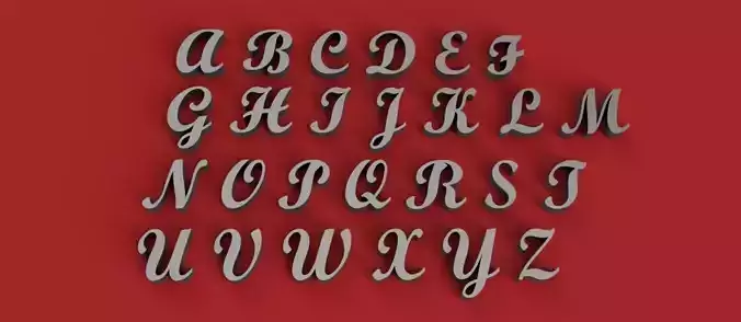 SCRIPTBOLD uppercase and lowercase 3D Letters STL FILE 3D print model