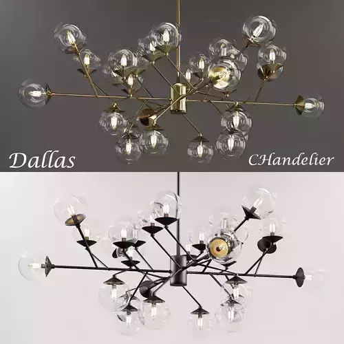 Dalls chandelier with balls hanging from it
