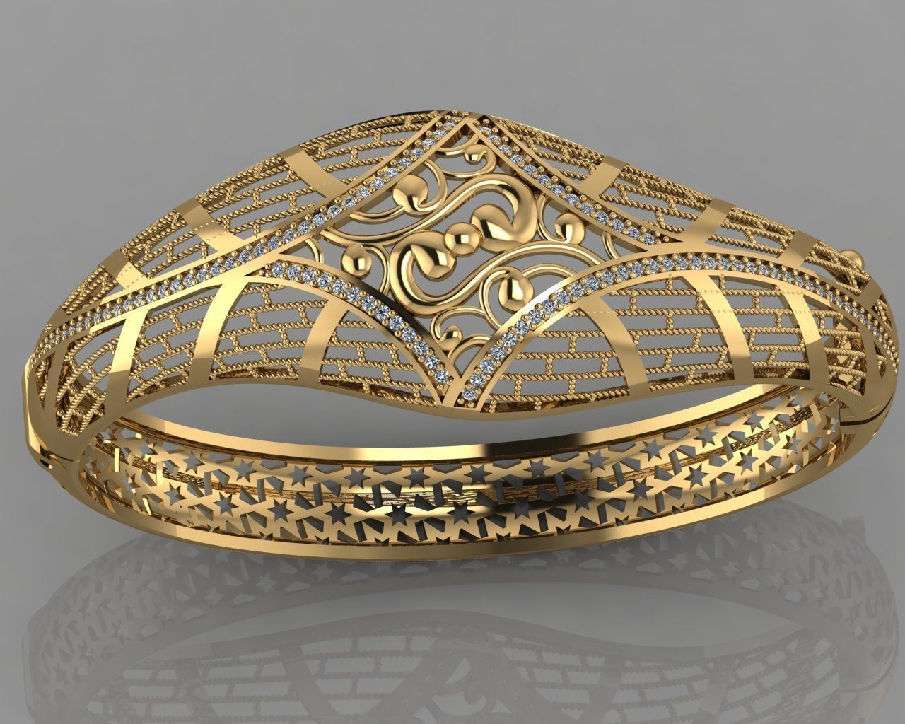 GC GOLD BRC029- Diamond BRACELET 3D print model_1