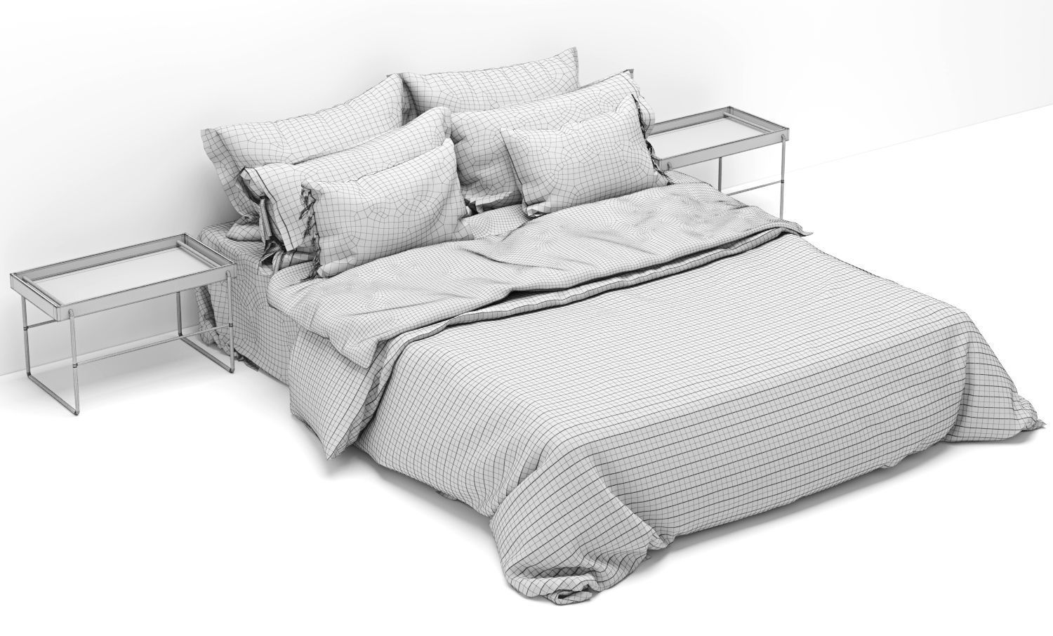 Bed Scandinavian style 3D model_5