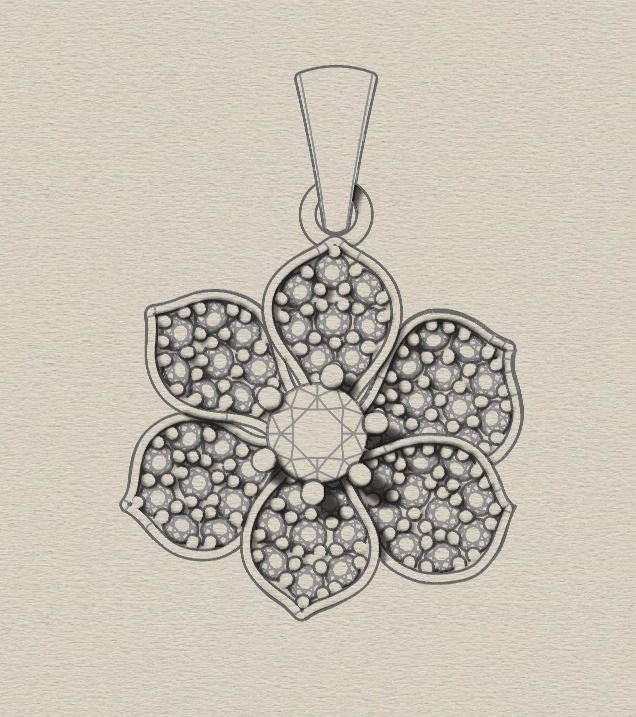 Camellia Pendant 3D print model_5