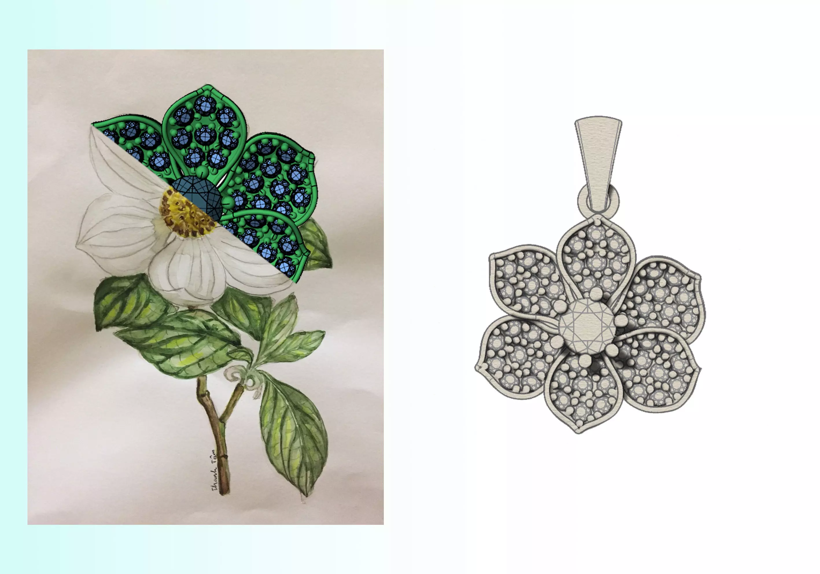 Camellia Pendant 3D print model_0