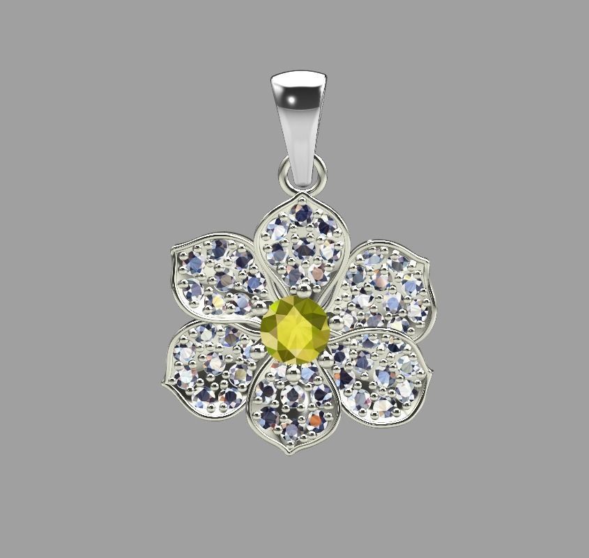 Camellia Pendant 3D print model_2