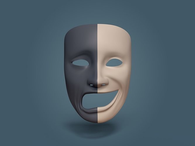 Theater Mask - Double Faces Low-poly 3D model
