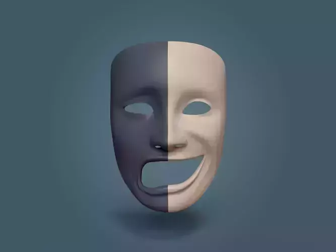 Theater Mask - Double Faces Low-poly 3D model