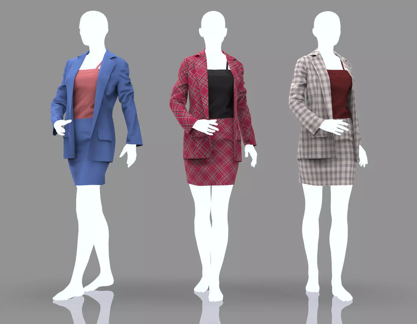 Women Elegant Office Suits - Marvelous Designer Cloth 3D Model 3D model