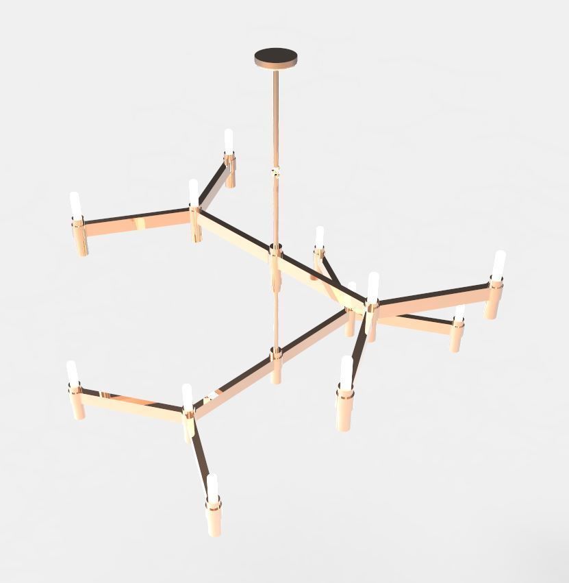 Chandelier-crossing stick shape 3D model_1