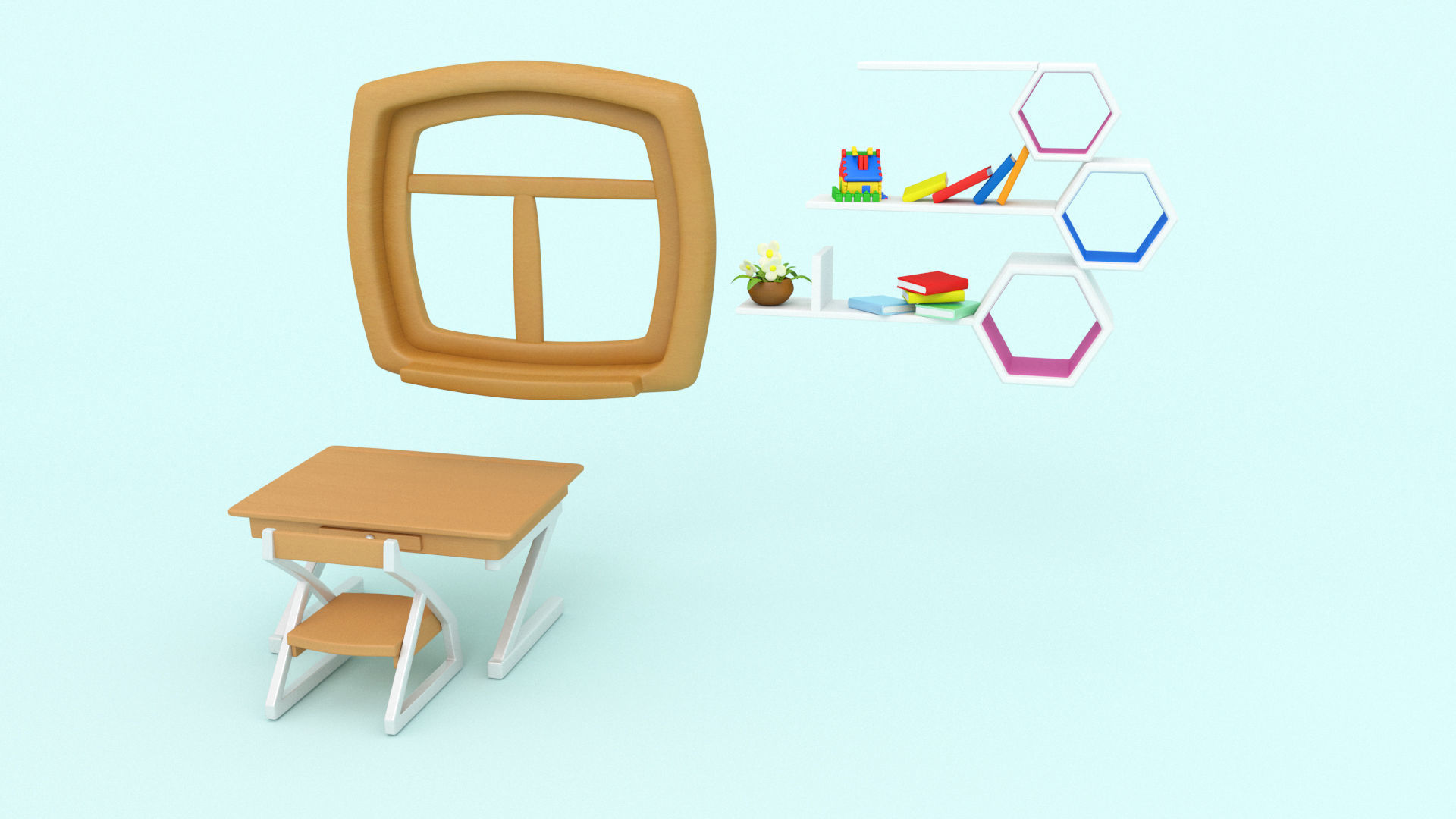 Cartoon Gril room - Low-poly 3D model Low-poly 3D model Low-poly 3D model_5