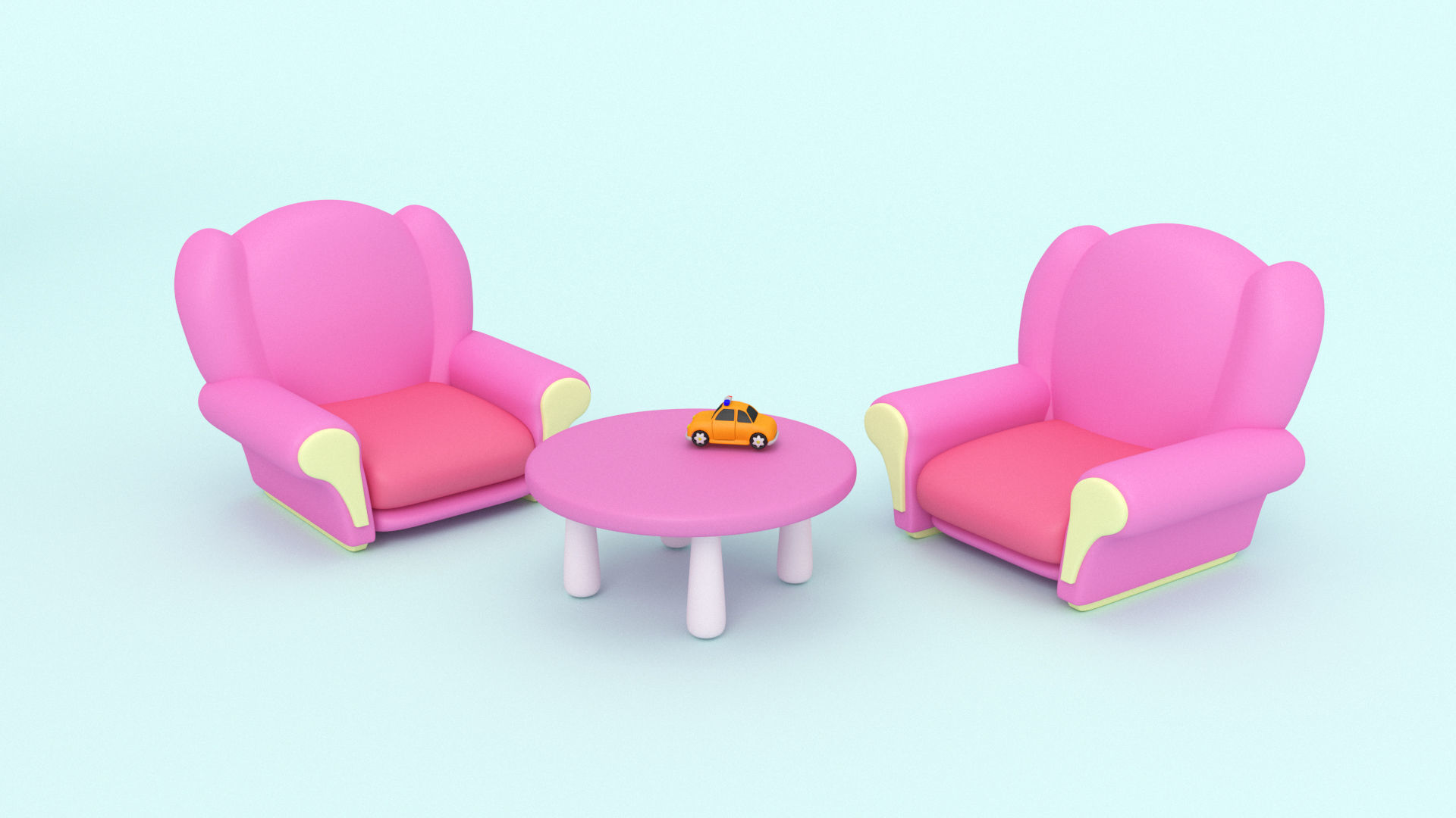 Cartoon Gril room - Low-poly 3D model Low-poly 3D model Low-poly 3D model_1