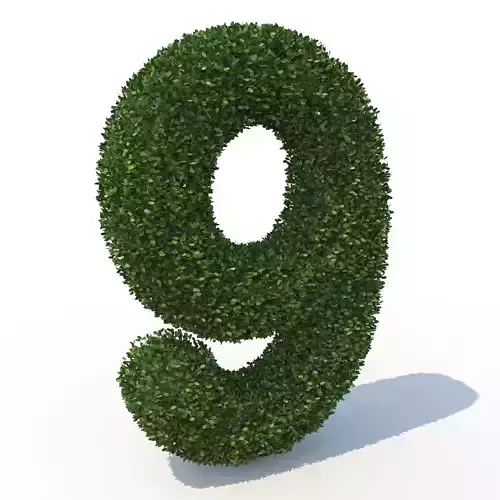 hedge 9 number made out of fibers 3D model
