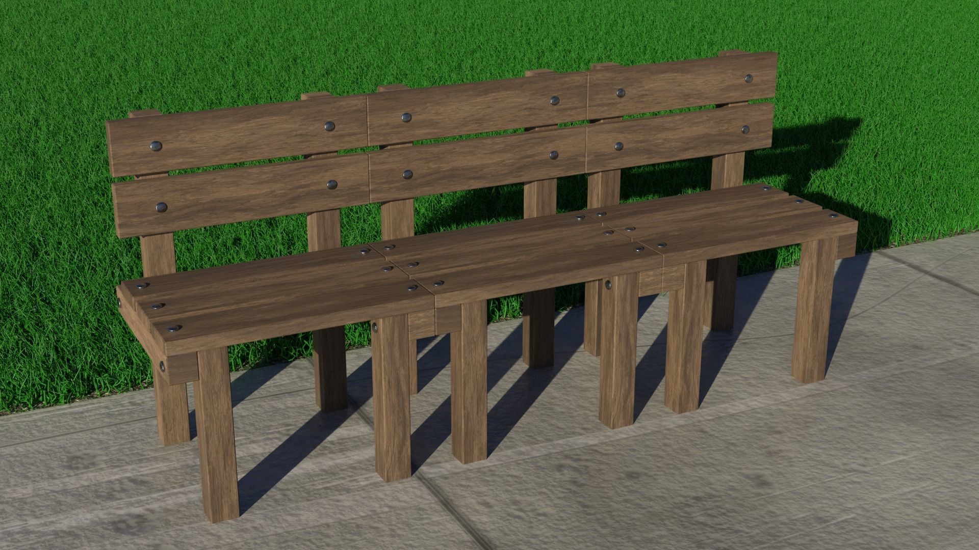 wood bench 3D model_3