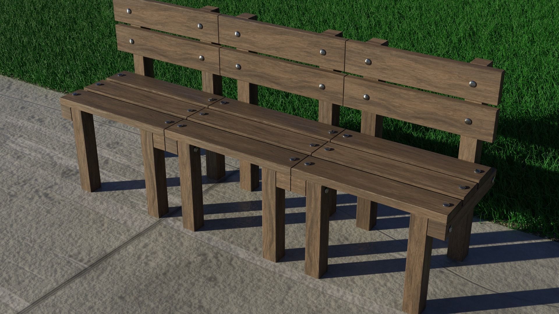 wood bench 3D model_5