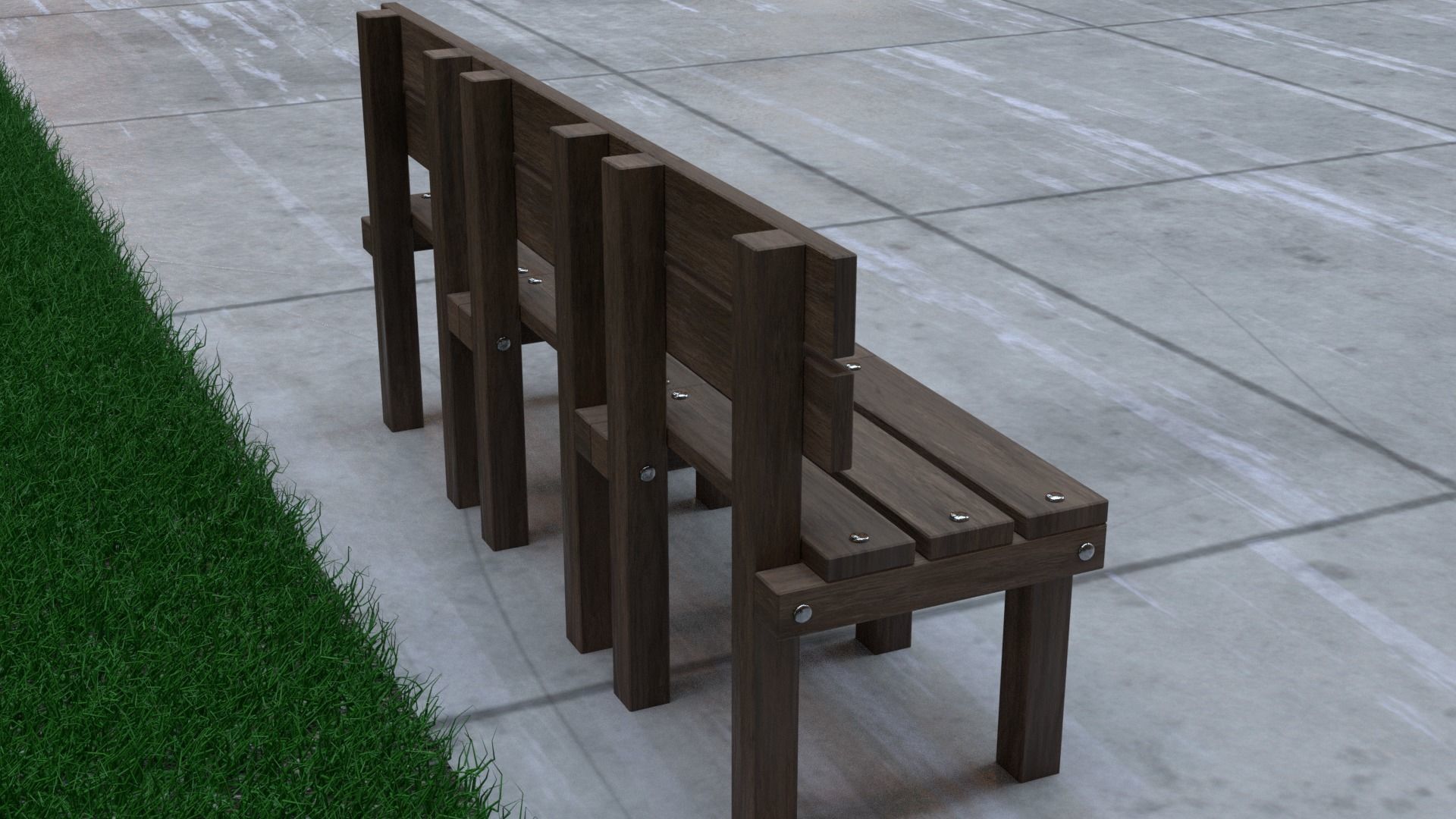 wood bench 3D model_6