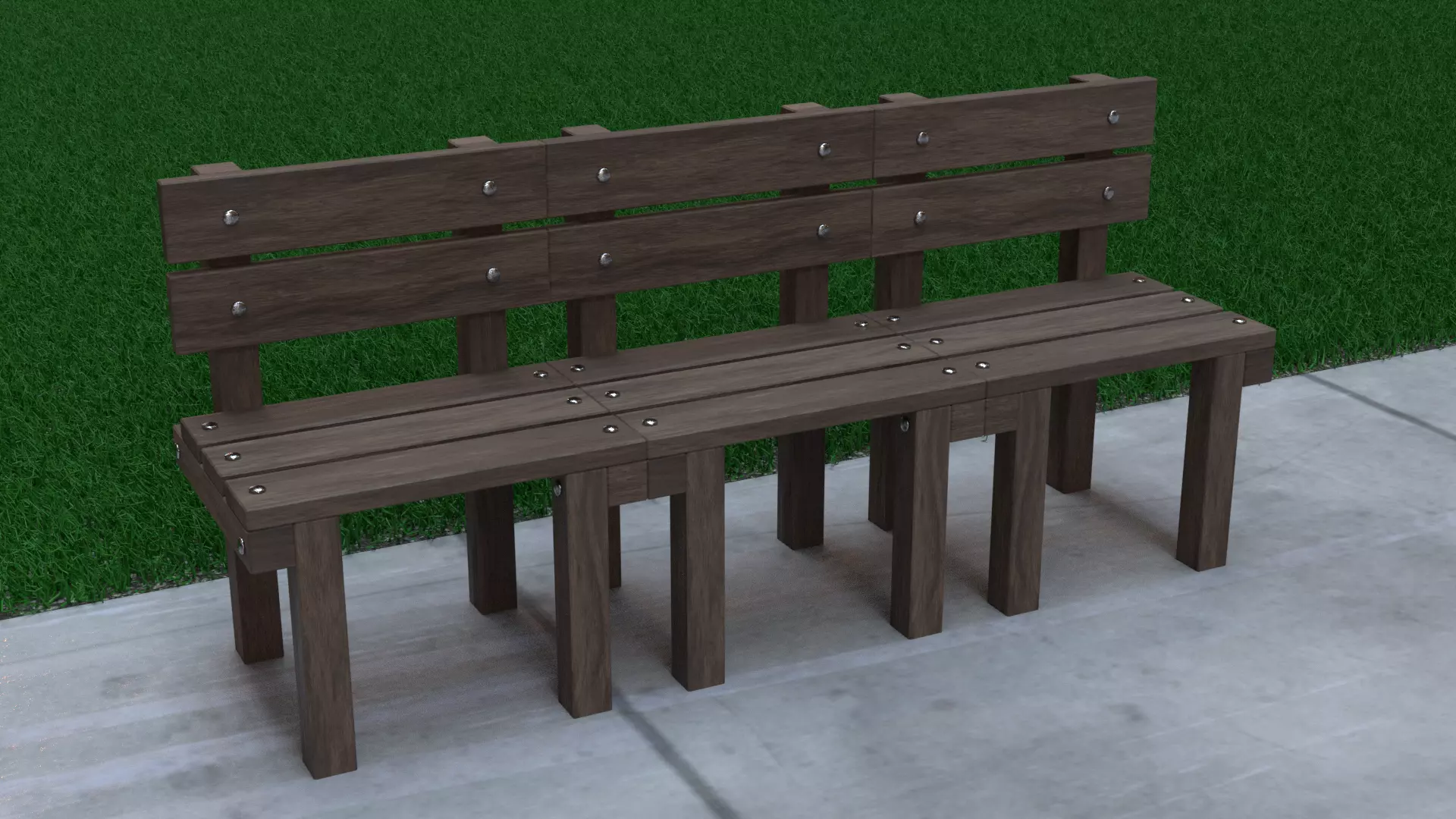 wood bench 3D model_0