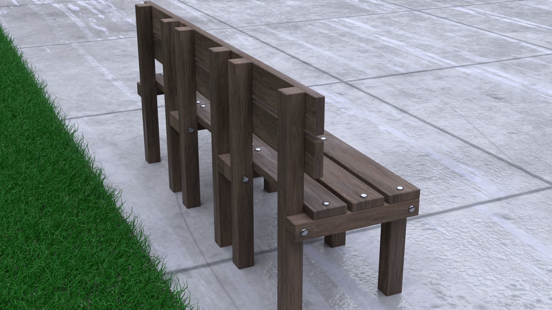 wood bench 3D model_1