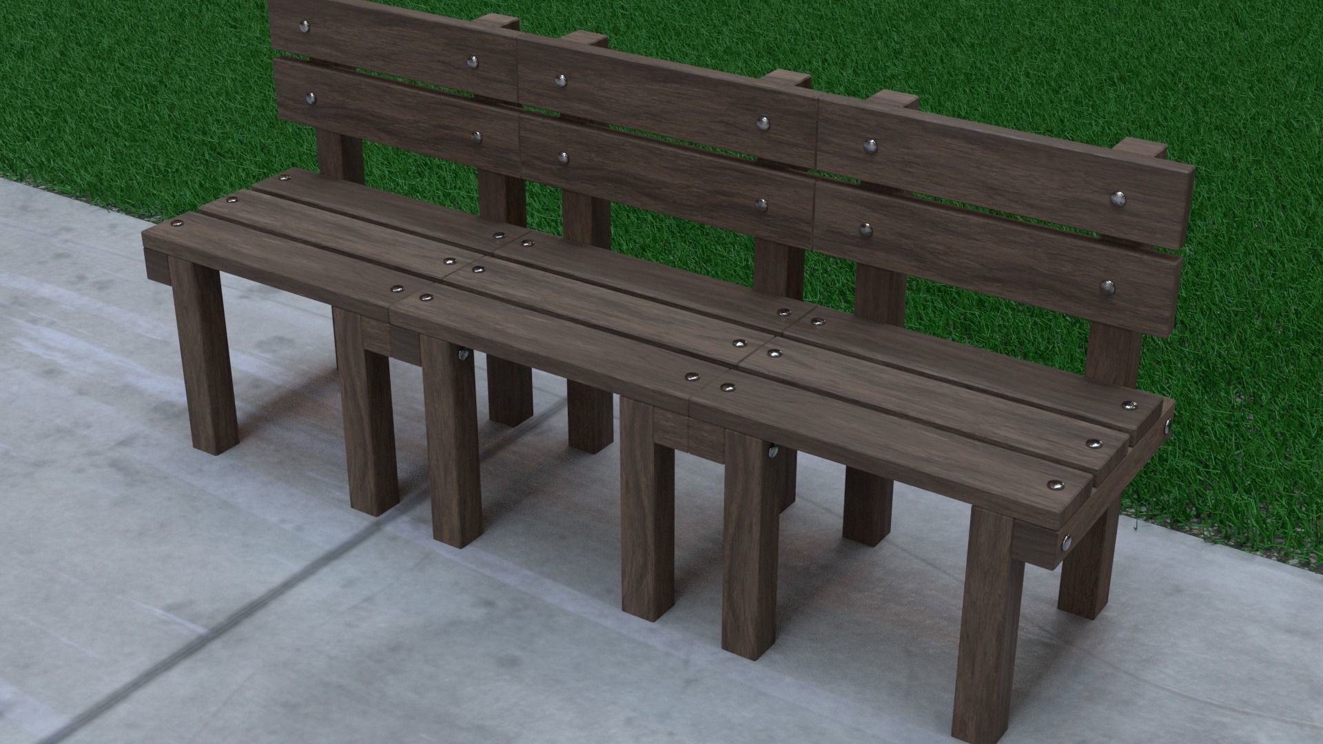 wood bench 3D model_7