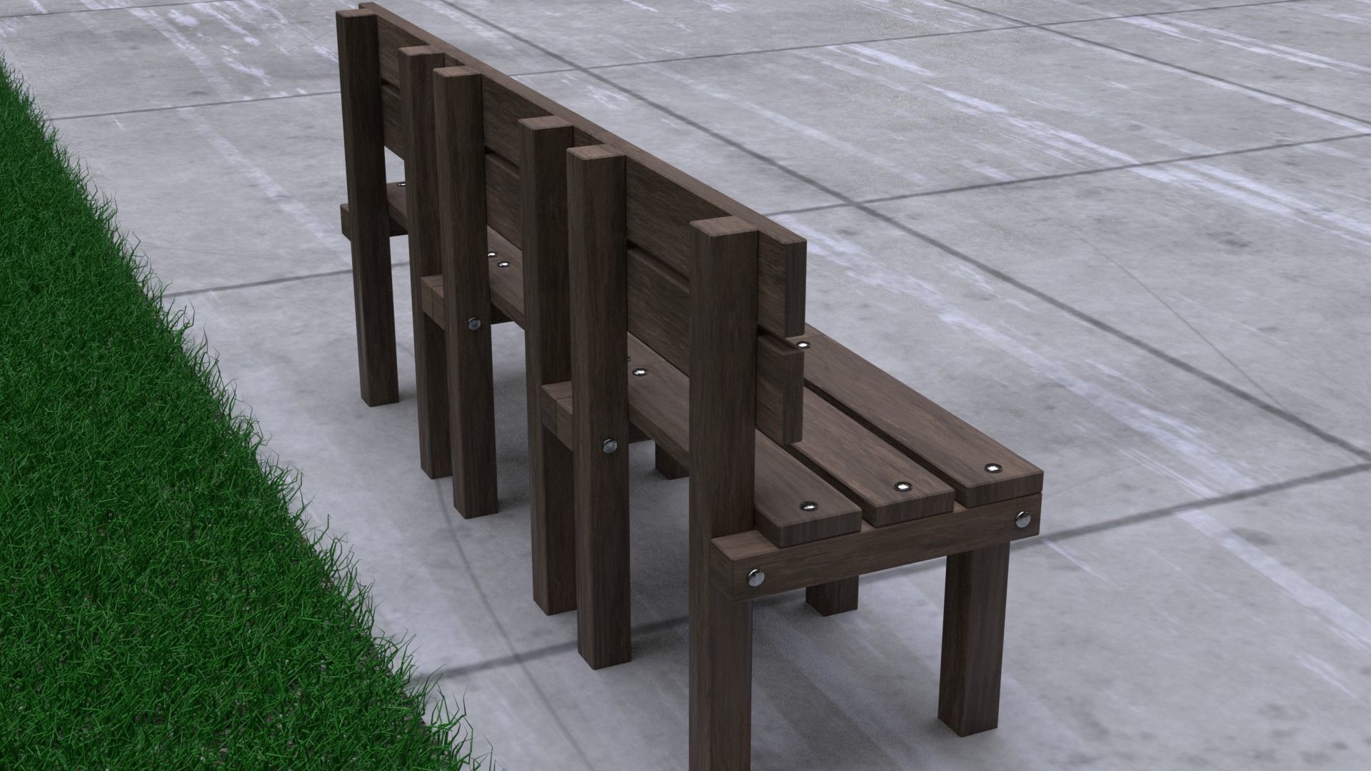 wood bench 3D model_11