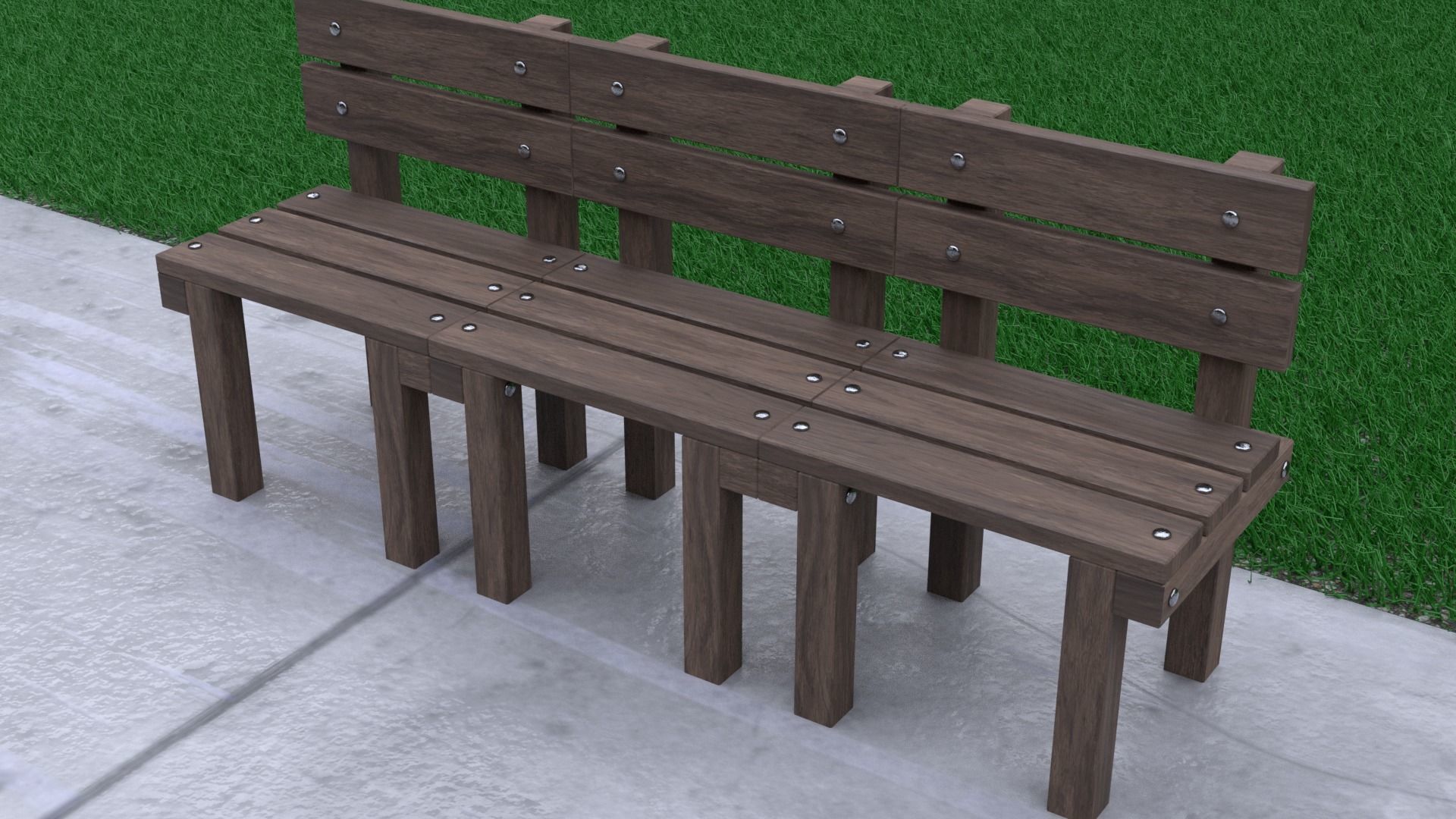 wood bench 3D model_2