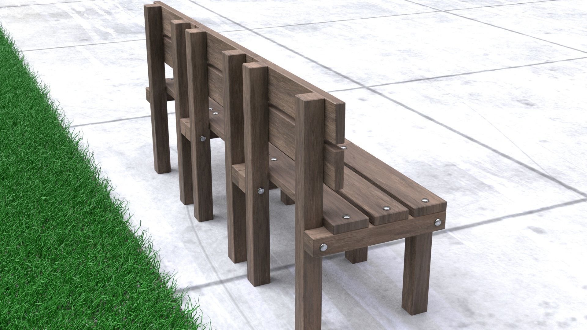 wood bench 3D model_8