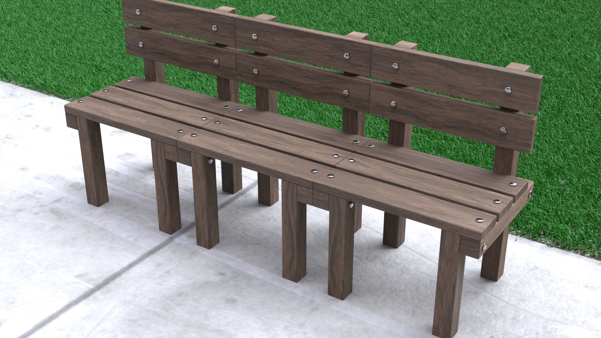 wood bench 3D model_9
