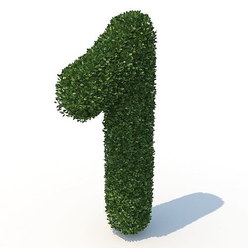 hedge 1 number made out of hedges 3D model