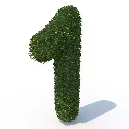 hedge 1 number made out of hedges 3D model