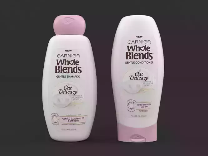 Garnier Whole Blends Oat Delicacy Gentle Shampoo and Conditioner 3D model