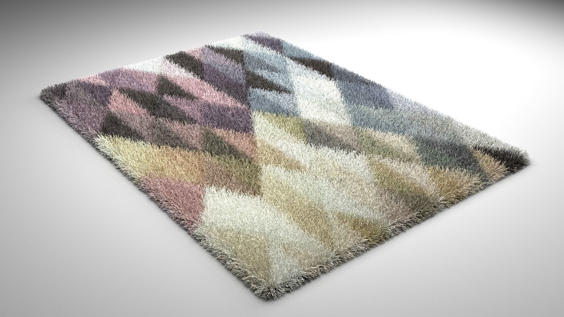 carpet multi colored rug with geometric pattern 3D model_3