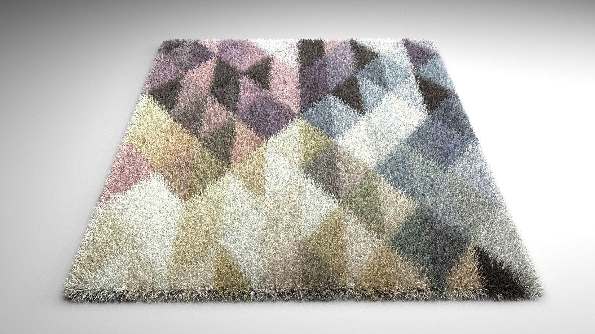 carpet multi colored rug with geometric pattern 3D model_2