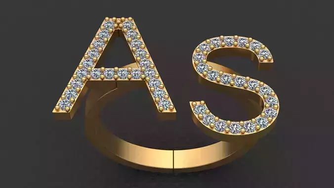 A S Letter Diamond Ring 