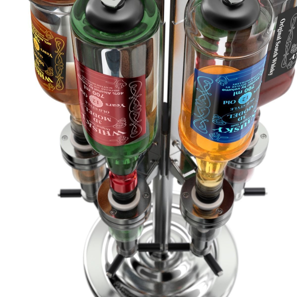 Liquor Dispenser with Bottles 3D model_12