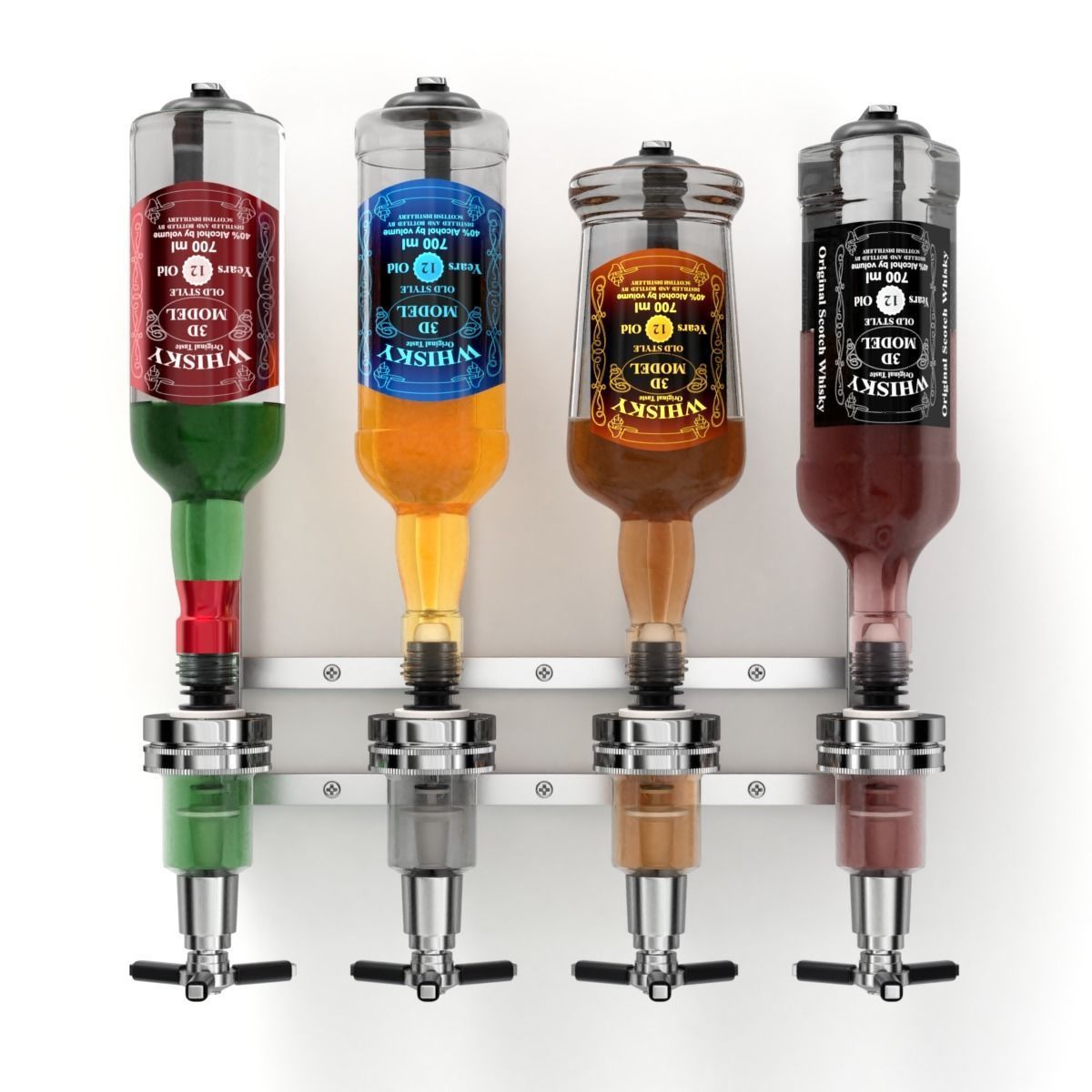 Liquor Dispenser with Bottles 3D model_15