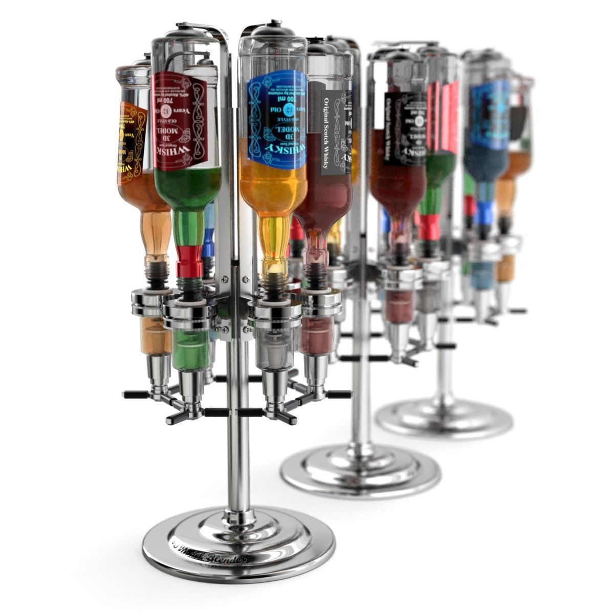 Liquor Dispenser with Bottles 3D model_13