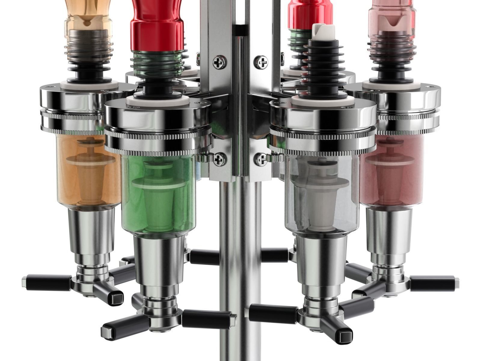 Liquor Dispenser with Bottles 3D model_2